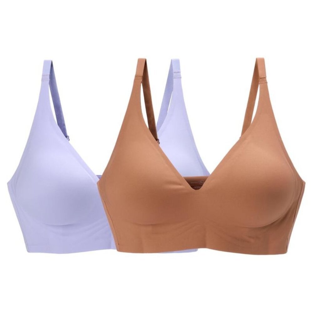 Rhonda Shear 2 Pack Gel Bra without Back Closure Size Large Sienna Lavender